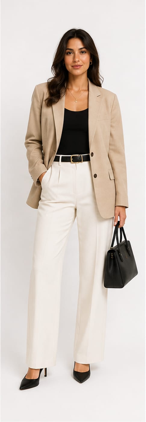 The same person styled for the office
